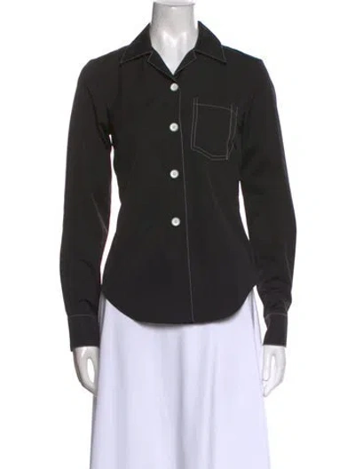 Pre-owned Lorod Long Sleeve Button-up Top In Black