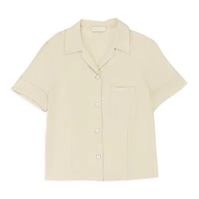 Lorod Short Sleeve Bowling Cream Blouse In Multi