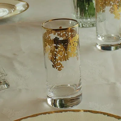 Lorren Home Trends 11 Oz. Crystal Highball Glass In Gold