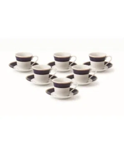 LORREN HOME TRENDS 12 PIECE 2OZ ESPRESSO CUP AND SAUCER SET, SERVICE FOR 6