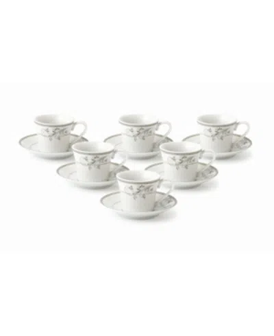 Lorren Home Trends 12-pc Espresso Cup & Saucer Set, Service For 6 In Silver