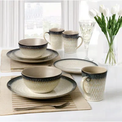 Lorren Home Trends 16 Piece Dinnerware Set, Service For 4 In Blue