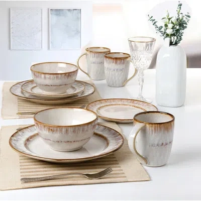 Lorren Home Trends 16 Piece Dinnerware Set, Service For 4 In Brown