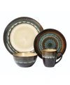 Lorren Home Trends 16 Piece Glazed Dinnerware In Mosaic