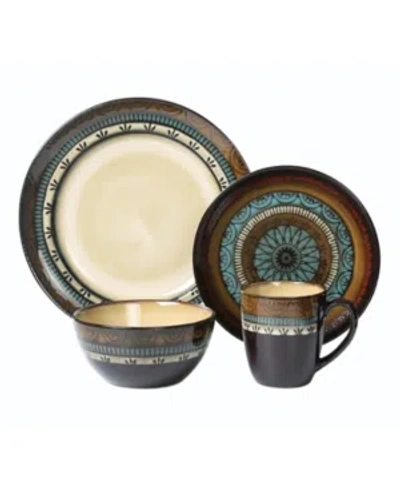 Lorren Home Trends 16 Piece Glazed Dinnerware In Mosaic