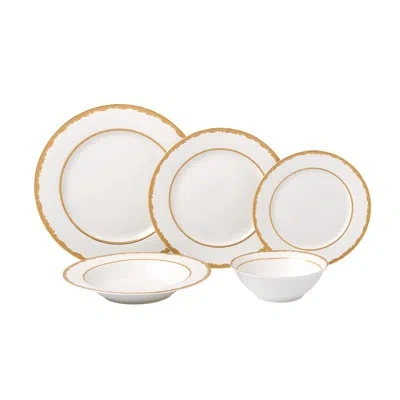 Lorren Home Trends 20 Piece Bone China Dinnerware Set-service For 4 In White