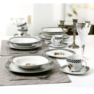 Lorren Home Trends 20 Piece Dinnerware Set, Service For 4 In Black;white;orange