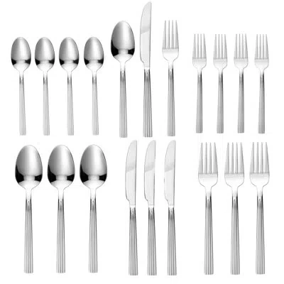 Lorren Home Trends 20 Piece Stainless Steel Flatware Set, Service For 4, Dishwasher Safe