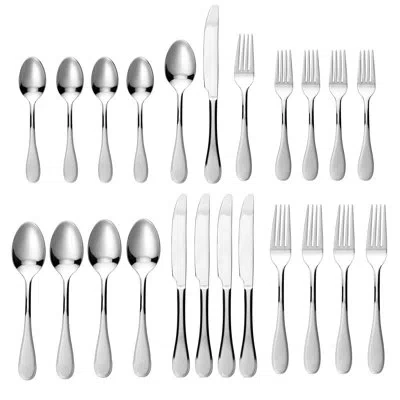 Lorren Home Trends 20 Piece Stainless Steel Flatware Set, Service For 4, Dishwasher Safe