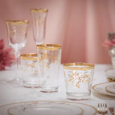 Lorren Home Trends 4 Lead Free Crystal Double Old Fashion In Gold