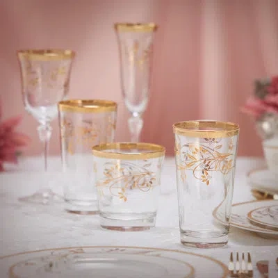 Lorren Home Trends 4 Lead Free Crystal Highball Glass In Gold