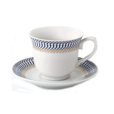 Lorren Home Trends 4 Piece Teacup & Saucer Set In Blue