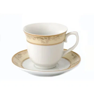 Lorren Home Trends 4 Piece Teacup & Saucer Set In Yellow