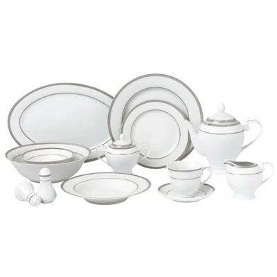 Lorren Home Trends 57 Piece Dinnerware Set, Service For 8 In Silver