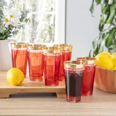 Lorren Home Trends 6 Glass Assorted Glassware Set In Red