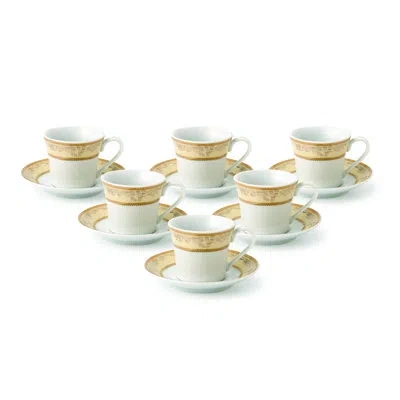 Lorren Home Trends 6 Piece 2oz. Espresso-demi-tasse Cup & Saucer Set. Made For Espresso Coffee In Yellow