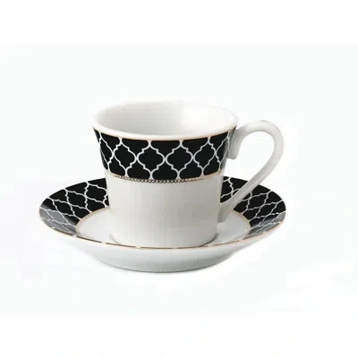 Lorren Home Trends 6 Piece Espresso Cup & Saucer Set In Black