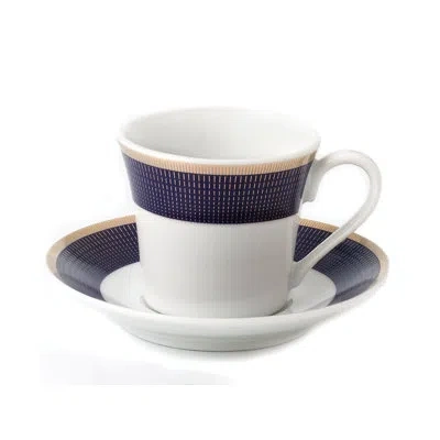 Lorren Home Trends 6 Piece Espresso Cup & Saucer Set In Blue