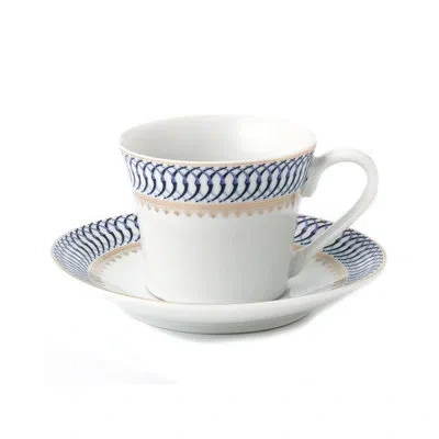 Lorren Home Trends 6 Piece Espresso Cup & Saucer Set In Blue