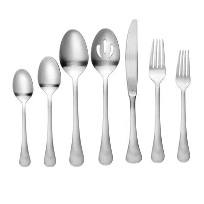 Lorren Home Trends 62 Piece Satin Stainless Steel Flatware Set, Service For 12, Dishwasher Safe