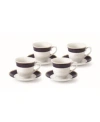 Lorren Home Trends 8 Piece 8oz Tea Or Coffee Cup And Saucer Set, Service For 4 In Blue