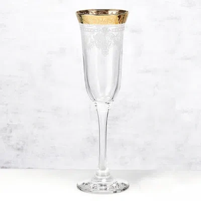 Lorren Home Trends 9 Oz. Glass Flute In Gold