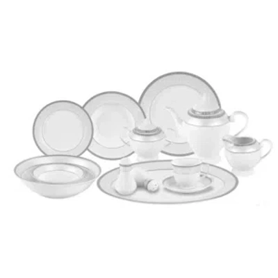 Lorren Home Trends Alina Silver 57-pc Dinnerware Set, Service For 8