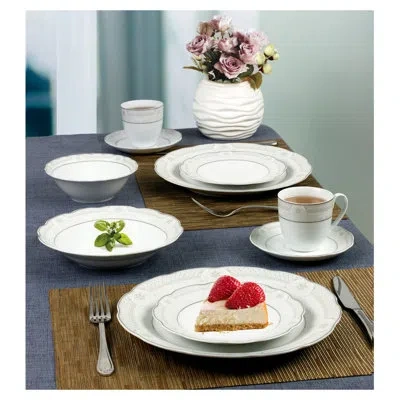 Lorren Home Trends Atara Wavy 24 Piece Dinnerware Set Service For 4 In White