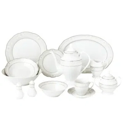 Lorren Home Trends Atara Wavy 57-pc Dinnerware Set, Service For 8 In Silver