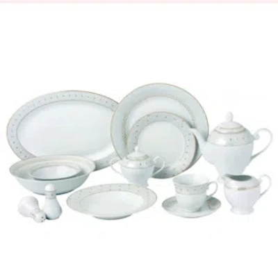 Lorren Home Trends Carlotta-mix And Match Gold Trim 57-pc Dinnerware Set, Service For 8