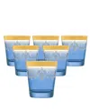 Lorren Home Trends Double Old Fashion 6 Piece Gold Band Glass Set In Blue