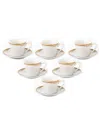 Lorren Home Trends Floral Espresso Set, 12 Piece In Gold-tone