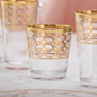 Lorren Home Trends Infinity Gold 4 Lead Free Crystal Double Old Fashion
