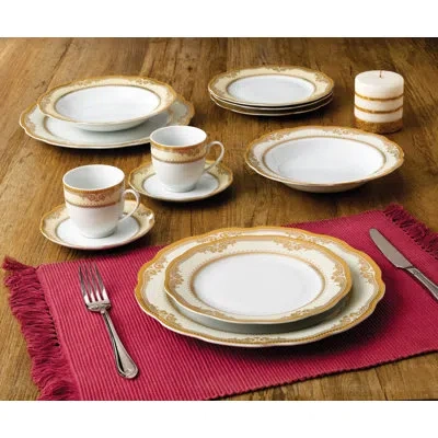 Lorren Home Trends Isabella 24 Piece Dinnerware Set, Service For 4 In White