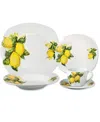 Lorren Home Trends Lemon Design Square Dinnerware Set, 20 Piece In Multi