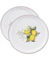 Lorren Home Trends Lemon Round Pizza Serving Platters, Set Of 2 In White