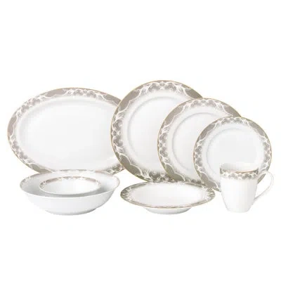 Lorren Home Trends Lorren Home 50 Piece New Bone China Dinnerware Set Service For 8-cashmere In White;gray
