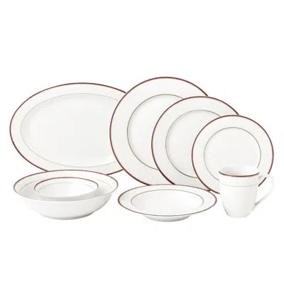 Lorren Home Trends Lorren Home 50 Piece New Bone China Dinnerware Set Service For 8-domino In Red