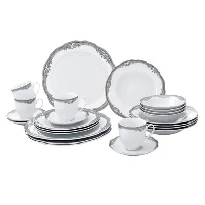 Lorren Home Trends Lorren Home Trens Dinnerware Set In White,silver
