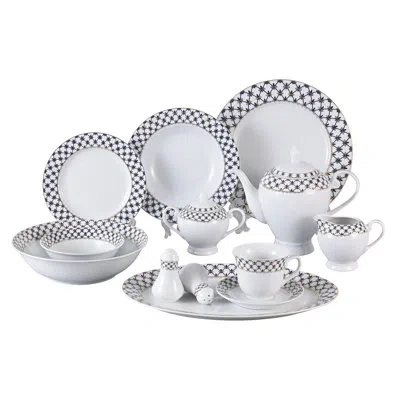 Lorren Home Trends Lorren Home Trens Jeanette 57 Piece Dinnerware Set, Service For 8-midnight Blue In Gold;midnight Blue
