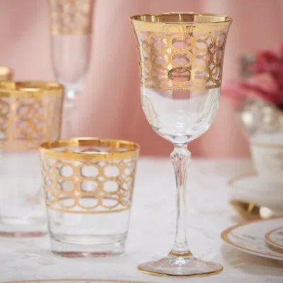 Lorren Home Trends Lorren Lead Free Crystal Red Wine Glass In Gold