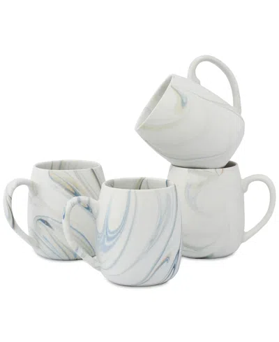 Lorren Home Trends Marble Pattern Mugs, Set Of 4 In Sand