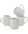 Lorren Home Trends Marble Pattern Mugs, Set Of 4 In Sand