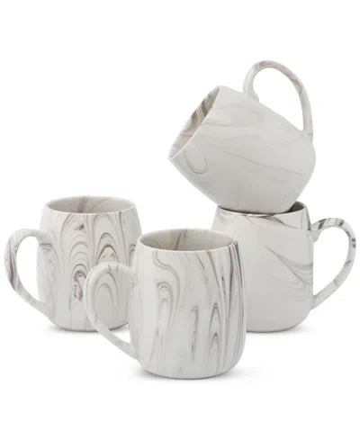 Lorren Home Trends Marble Pattern Mugs, Set Of 4 In Sand