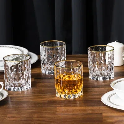 Lorren Home Trends Marilyn Gold Double Old Fashion Tumblers In Lear