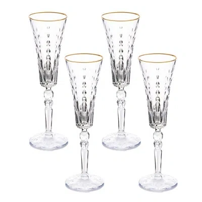 Lorren Home Trends Marilyn Gold Flutes In Clear