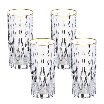 Lorren Home Trends Marilyn Gold High Ball Tumblers In Clear
