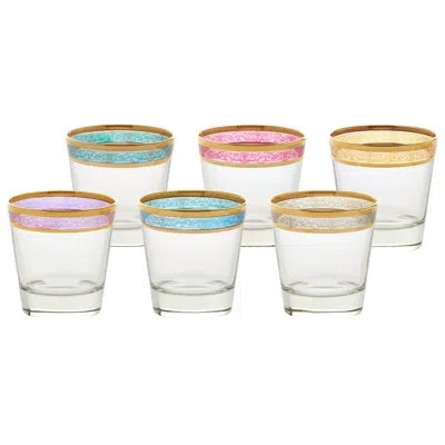 Lorren Home Trends Melania Double Old Fashion 6-piece 10 Oz. Whiskey Glass Set In Clear