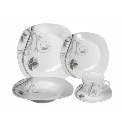 Lorren Home Trends Porcelain 20 Piece Dinnerware Set, Service For 4 In Gray;off-white