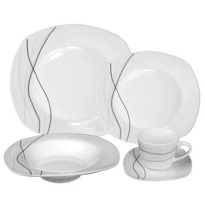 Lorren Home Trends Porcelain 20 Piece Dinnerware Set, Service For 4 In White